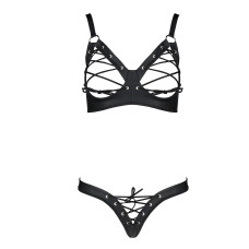 Комплект з екошкіри Passion CELINE BIKINI black S/M