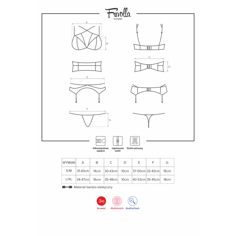 Комплект Obsessive Frivolla Черный S/M Комплект Obsessive Frivolla Черный S/M