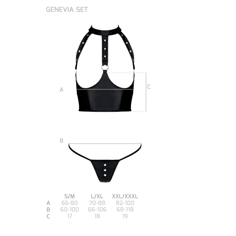 Комплект білизни з відкритими грудьми Passion GENEVIA SET WITH OPEN BRA black S/M Комплект білизни з відкритими грудьми Passion GENEVIA SET WITH OPEN BRA black S/M