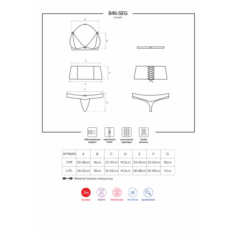 Комплект Obsessive 846-SEG-1 Черный L/XL