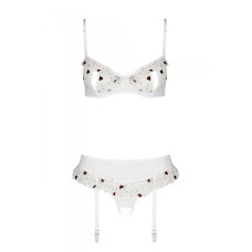 Сексуальний комплект з поясом для панчіх Passion LOVELIA SET white XXL/XXXL