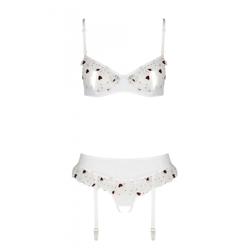 Сексуальный комплект с поясом для чулок Passion LOVELIA SET white XXL/XXXL