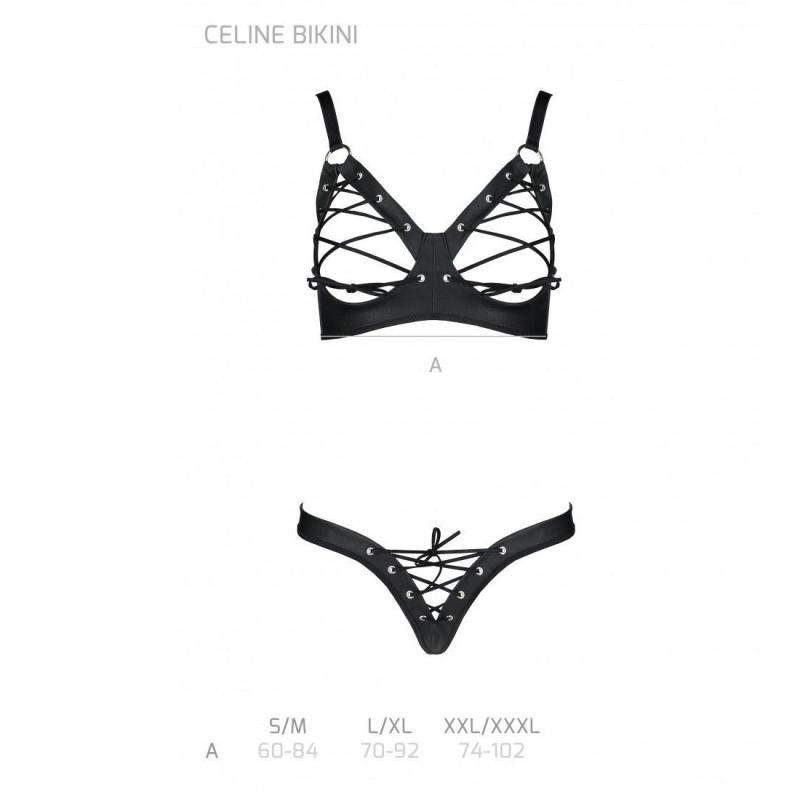 Комплект из экокожи Passion CELINE BIKINI black S/M Комплект из экокожи Passion CELINE BIKINI black S/M