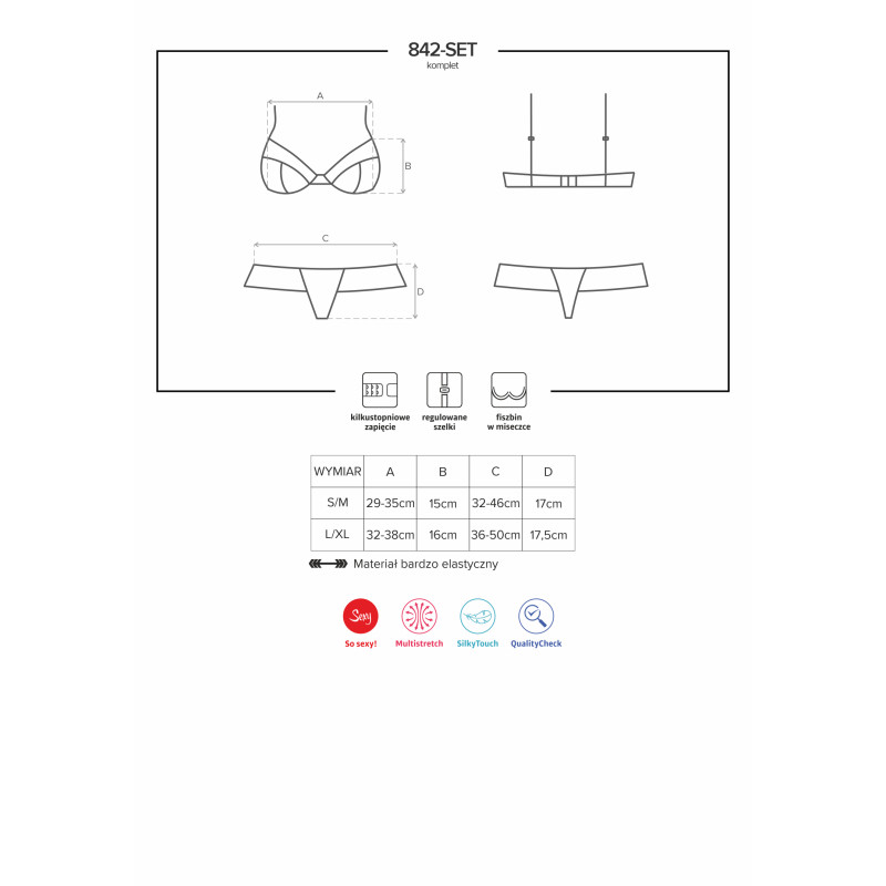 Комплект Obsessive 842-SET-5 Розовый L/XL