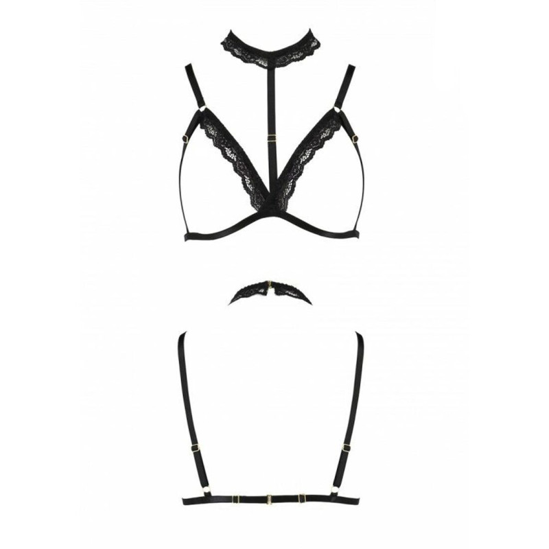Бюстгальтер-стрепы с чокером Passion Exclusive SHELLY BRA black L/XL Бюстгальтер-стрепы с чокером Passion Exclusive SHELLY BRA black L/XL