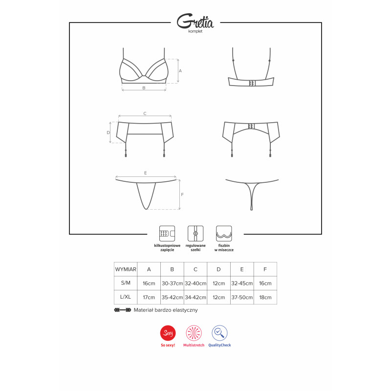 Комплект Obsessive Gretia Черный S/M