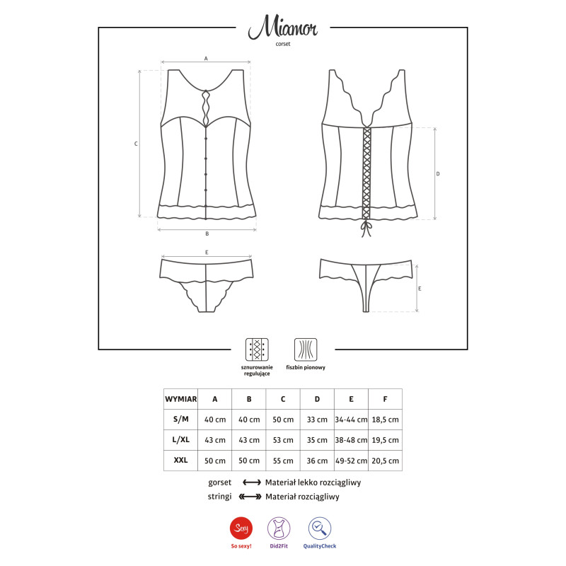 Корсет Obsessive Miamor Голубой L/XL Корсет Obsessive Miamor Голубой L/XL