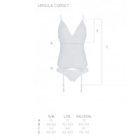 Корсет с пажами, трусики с ажурным декором и открытым шагом Passion Ursula Corset white L/XL