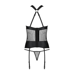 Сетчатый комплект корсет с халтером Passion Amanda Corset black L/XL