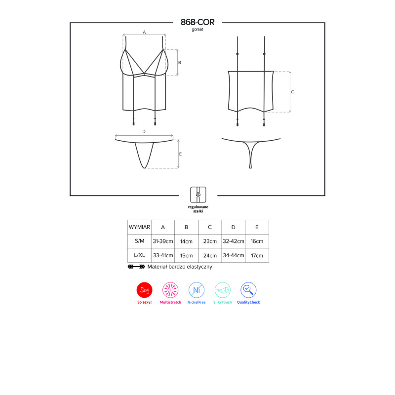 Корсет Obsessive 868-COR-1 Черный L/XL Корсет Obsessive 868-COR-1 Черный L/XL