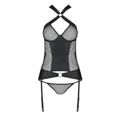 Сетчатый комплект корсет с халтером Passion Amanda Corset black L/XL