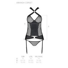 Сетчатый комплект корсет с халтером Passion Amanda Corset black L/XL