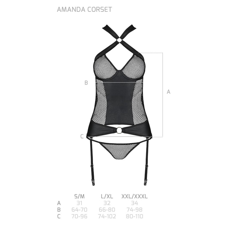 Сетчатый комплект корсет с халтером Passion Amanda Corset black L/XL Сетчатый комплект корсет с халтером Passion Amanda Corset black L/XL