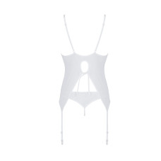 Корсет с пажами, трусики с ажурным декором и открытым шагом Passion Ursula Corset white L/XL