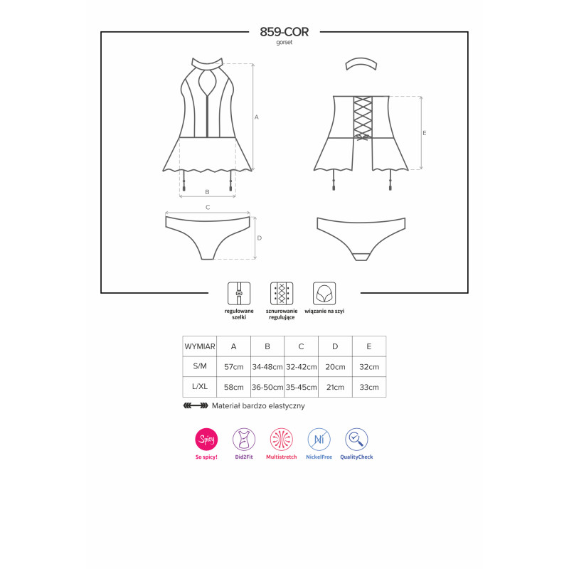 Корсет Obsessive 859-COR-1 Черный L/XL Корсет Obsessive 859-COR-1 Черный L/XL