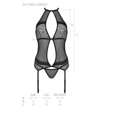 Корсет с пажами Passion SATARA CORSET black XXL/XXXL