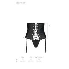 Пояс-корсет из экокожи Passion Celine Set black S/M
