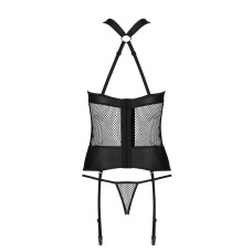 Сетчатый комплект корсет с халтером Passion Amanda Corset black S/M