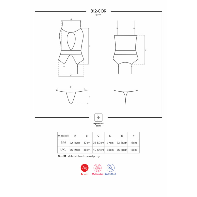 Корсет Obsessive 812-COR-1 Чорний S/M