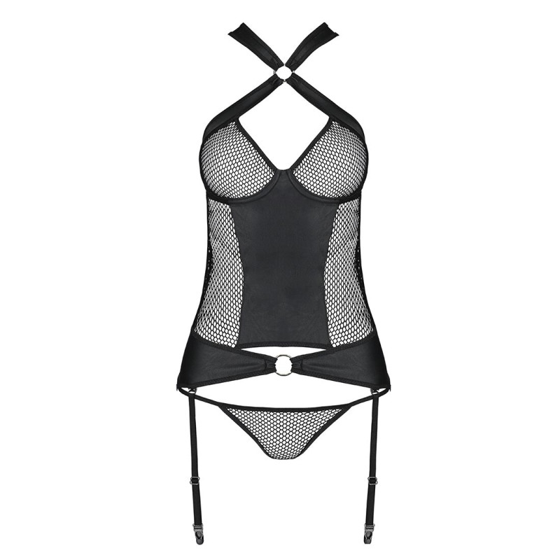 Сітчастий комплект корсет з халтером Passion Amanda Corset black S/M Сітчастий комплект корсет з халтером Passion Amanda Corset black S/M