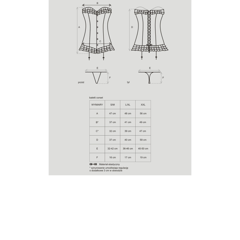 Корсет Obsessive Baletti Черный L/XL Корсет Obsessive Baletti Черный L/XL