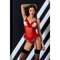 Корсет с открытой грудью Passion CHERRY CORSET red S/M