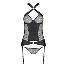 Сетчатый комплект корсет с халтером Passion Amanda Corset black XXL/XXXL