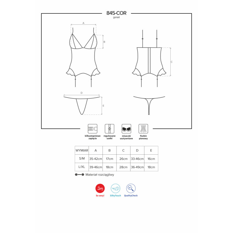 Корсет Obsessive 845-COR-5 Рожевий S/M Корсет Obsessive 845-COR-5 Рожевий S/M