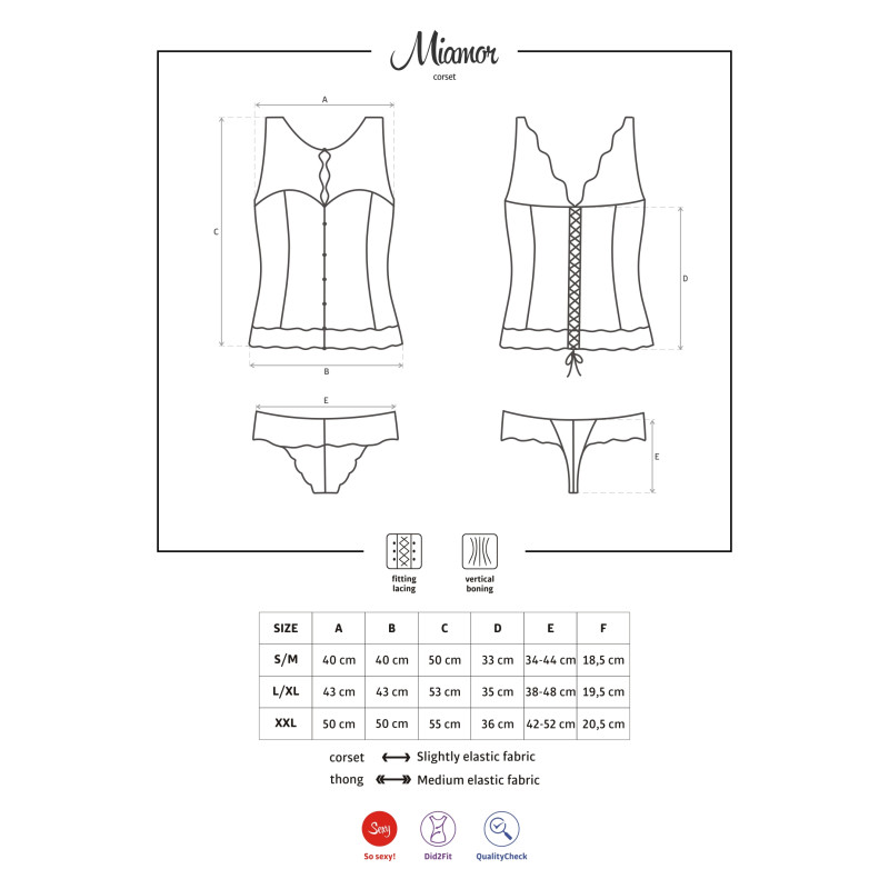 Корсет Obsessive Miamor Черный S/M Корсет Obsessive Miamor Черный S/M