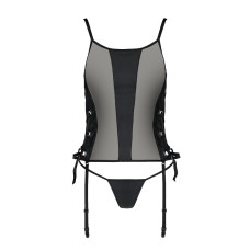 Сетчатый корсет из экокожи Passion Malwia Corset black 4XL/5XL