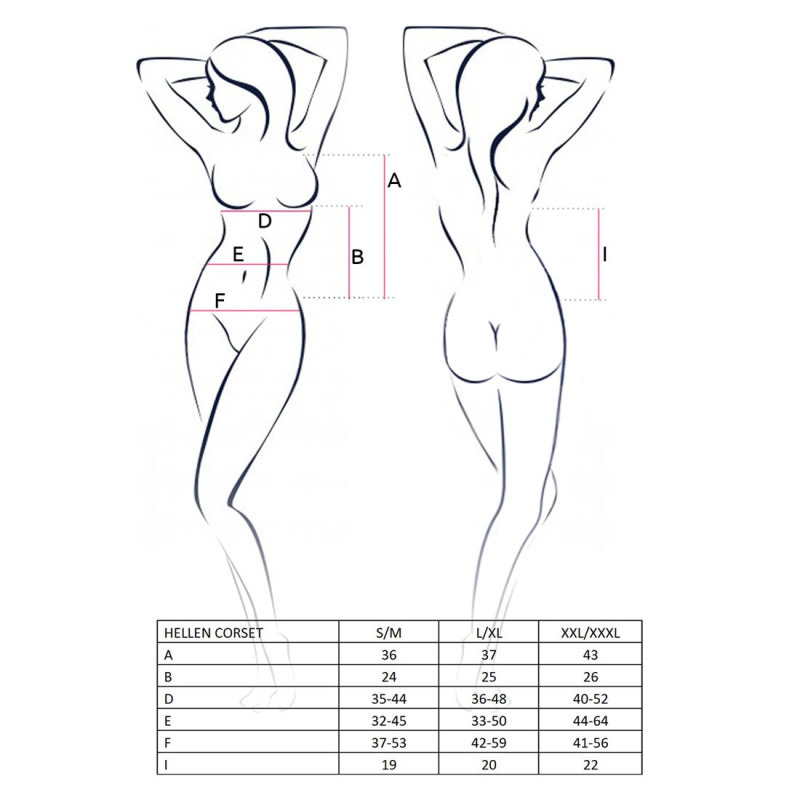 Корсет Passion Erotic Line HELLEN CORSET XXL/XXXL Черный