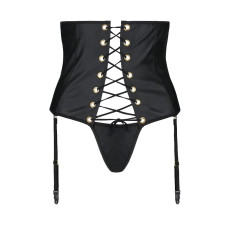 Пояс-корсет з екошкіри Passion Celine Set black 6XL/7XL