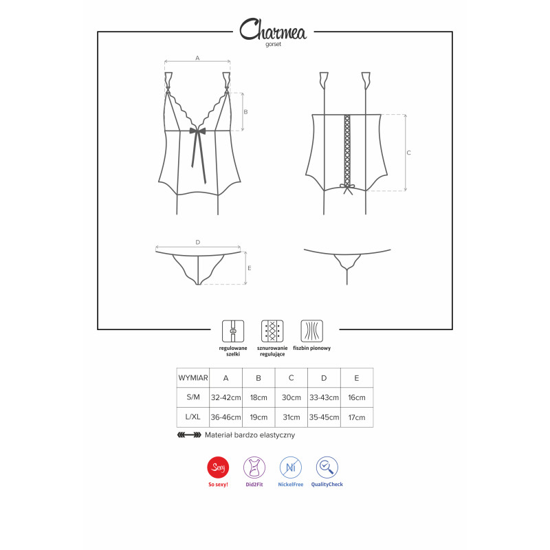 Корсет Obsessive Charmea Чорний L/XL Корсет Obsessive Charmea Чорний L/XL