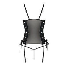 Сетчатый корсет из экокожи Passion Malwia Corset black 6XL/7XL
