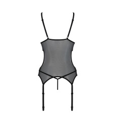 Корсет с подвязками и ажурным лифом Passion Christa Corset black S/M