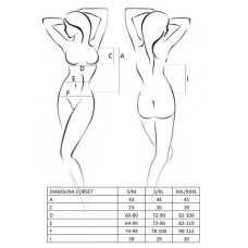 Корсет з відкритими грудьми Passion DIABOLINA CORSET black XXL/XXXL