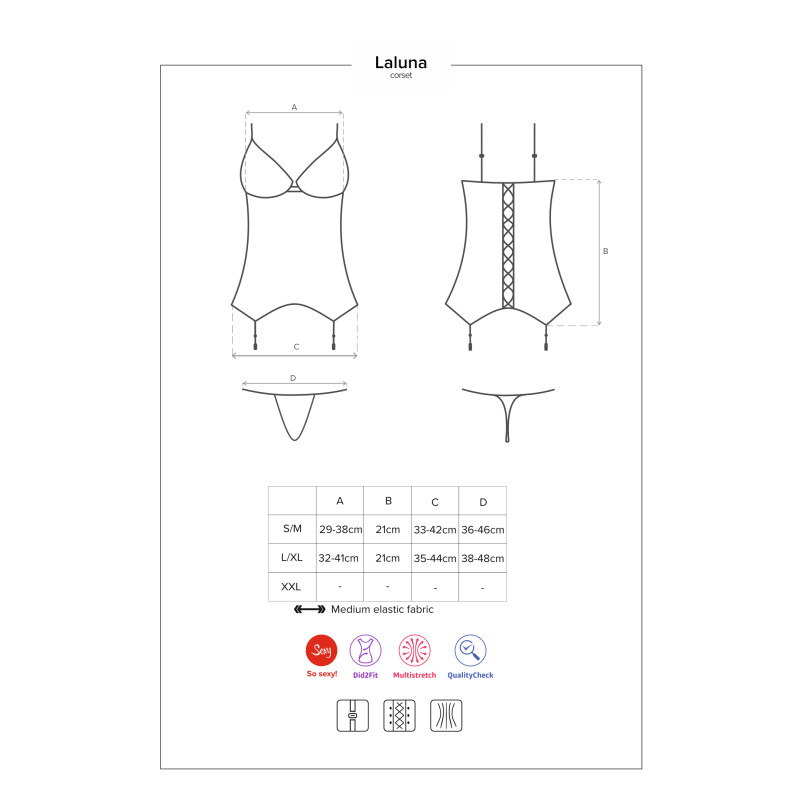 Корсет Obsessive Laluna Черный L/XL Корсет Obsessive Laluna Черный L/XL