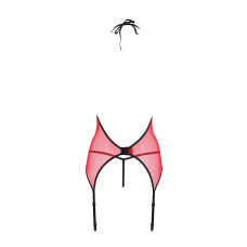 Корсет з пажами для панчіх Passion PEONIA CORSET red L/XL