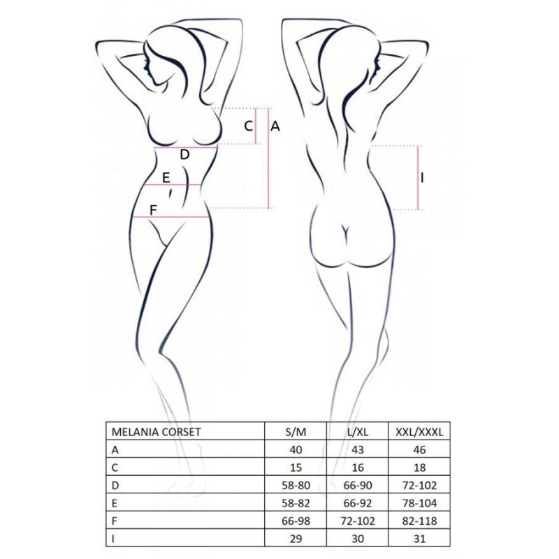 Корсет з пажами Passion MELANIA CORSET black XXL/XXXL