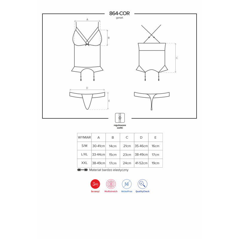 Корсет Obsessive 864-COR-1 Чорний XXL Корсет Obsessive 864-COR-1 Чорний XXL