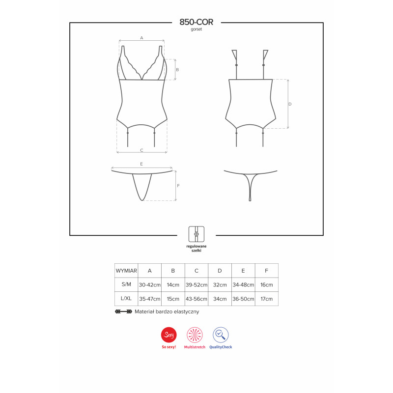 Корсет Obsessive 850-COR-6 Голубой S/M Корсет Obsessive 850-COR-6 Голубой S/M