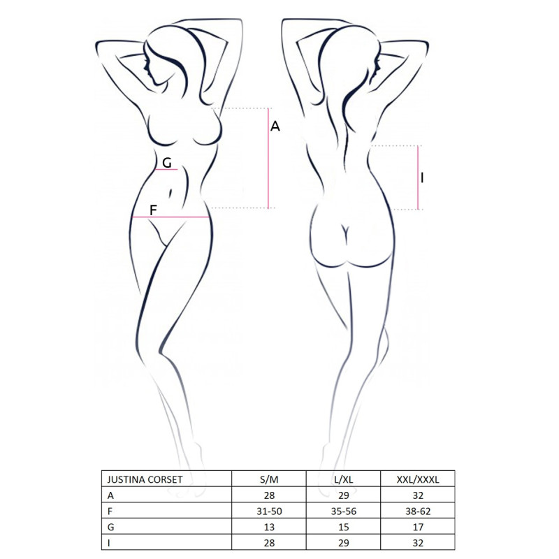 Корсет Passion JUSTINA CORSET XXL/XXXL Чорний