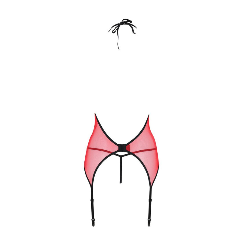 Корсет с пажами для чулок Passion PEONIA CORSET red S/M