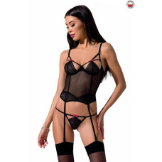 Корсет з пажами Passion PERDITA CORSET black XXL/XXXL