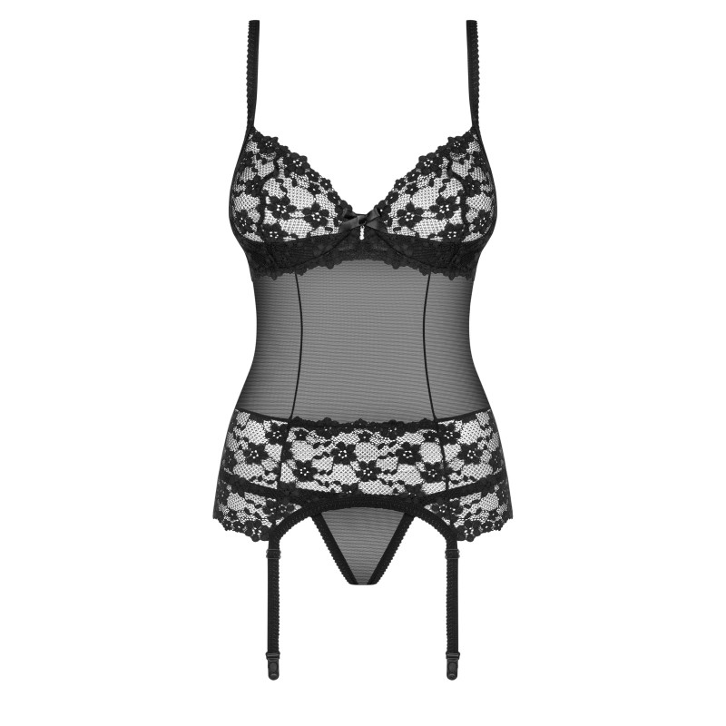 Корсет Obsessive Letica Чорний S/M