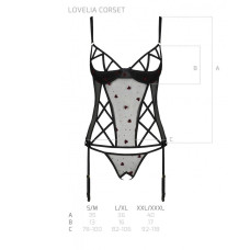 Корсет з підв'язками + стрінги Passion LOVELIA CORSET black XXL/XXXL