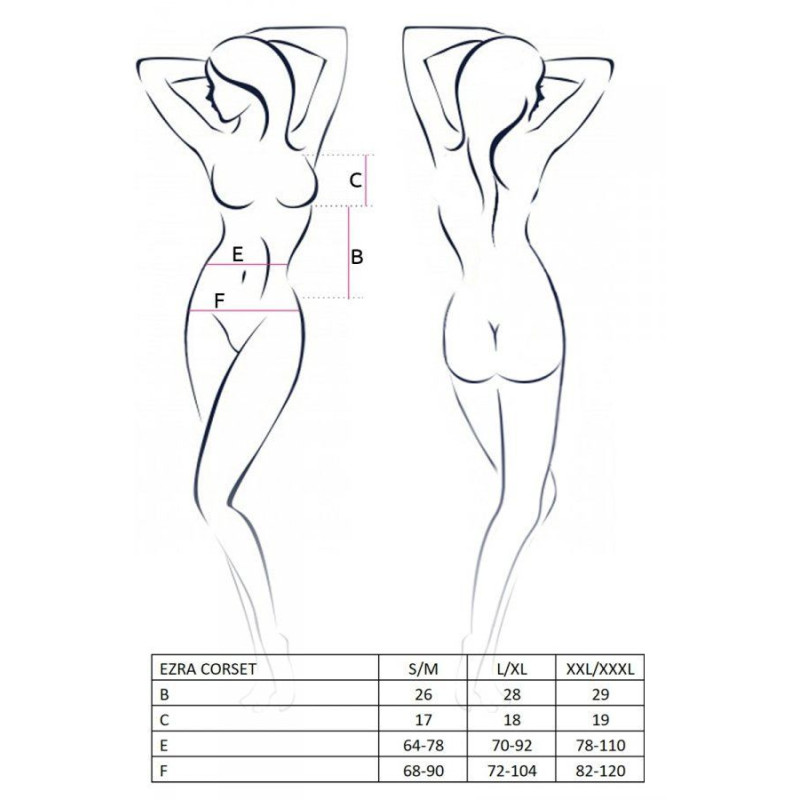 Корсет с декольте Passion ERZA CORSET black XXL/XXXL