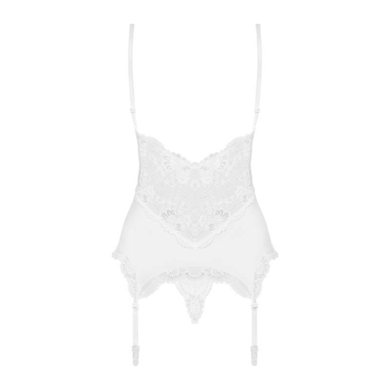Сатиновий мереживний корсет Obsessive 810-COR-2 babydoll & thong корсет, танга, білий S/M Сатиновий мереживний корсет Obsessive 810-COR-2 babydoll & thong корсет, танга, білий S/M