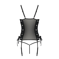 Сетчатый корсет из экокожи Passion Malwia Corset black XXL/XXXL