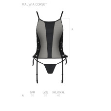 Сетчатый корсет из экокожи Passion Malwia Corset black XXL/XXXL